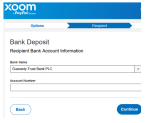 xoom bank deposit